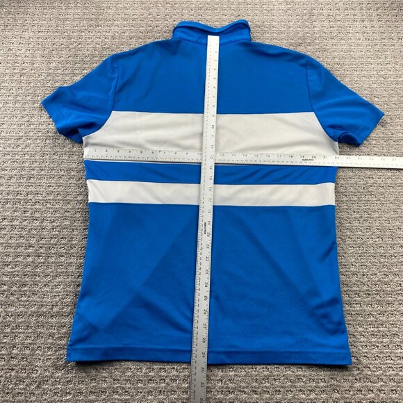 Vintage J. Lindberg Golf Shirt Men Large L Blue White Polo Pulls on Fabric Look - Picture 9 of 13